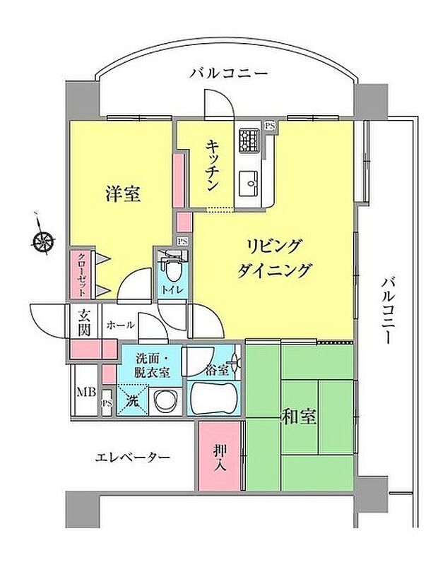 クリオ津田沼壱番館(2LDK) 2階の間取り図