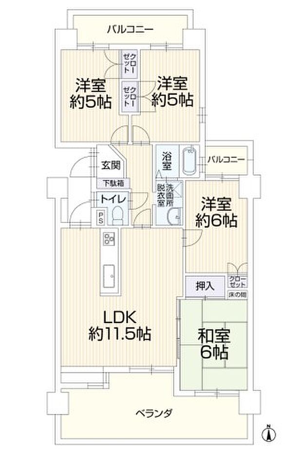 ナビハイツ六軒マンション(4LDK) 2階/205号室の内観