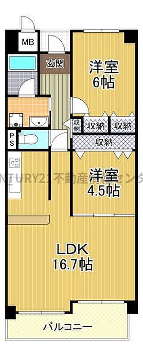 ルネ・パークプラザ(2LDK) 3階の間取り図