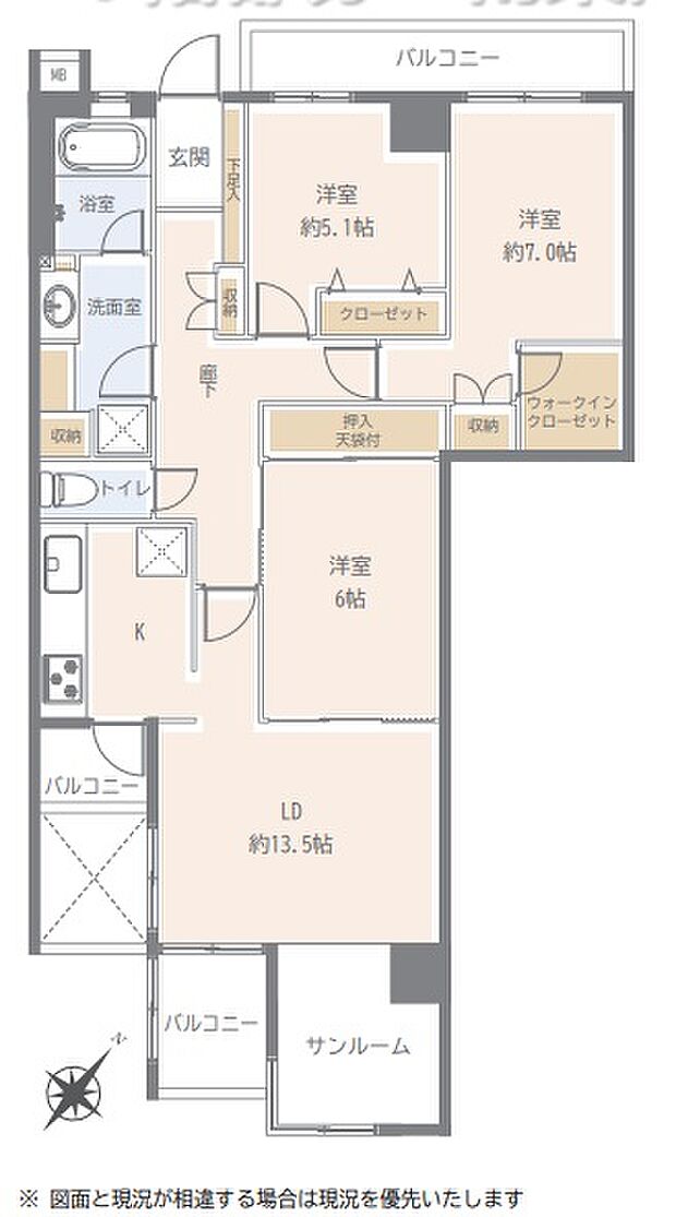 モアステージ東所沢(3LDK) 1階/113号室の間取り図