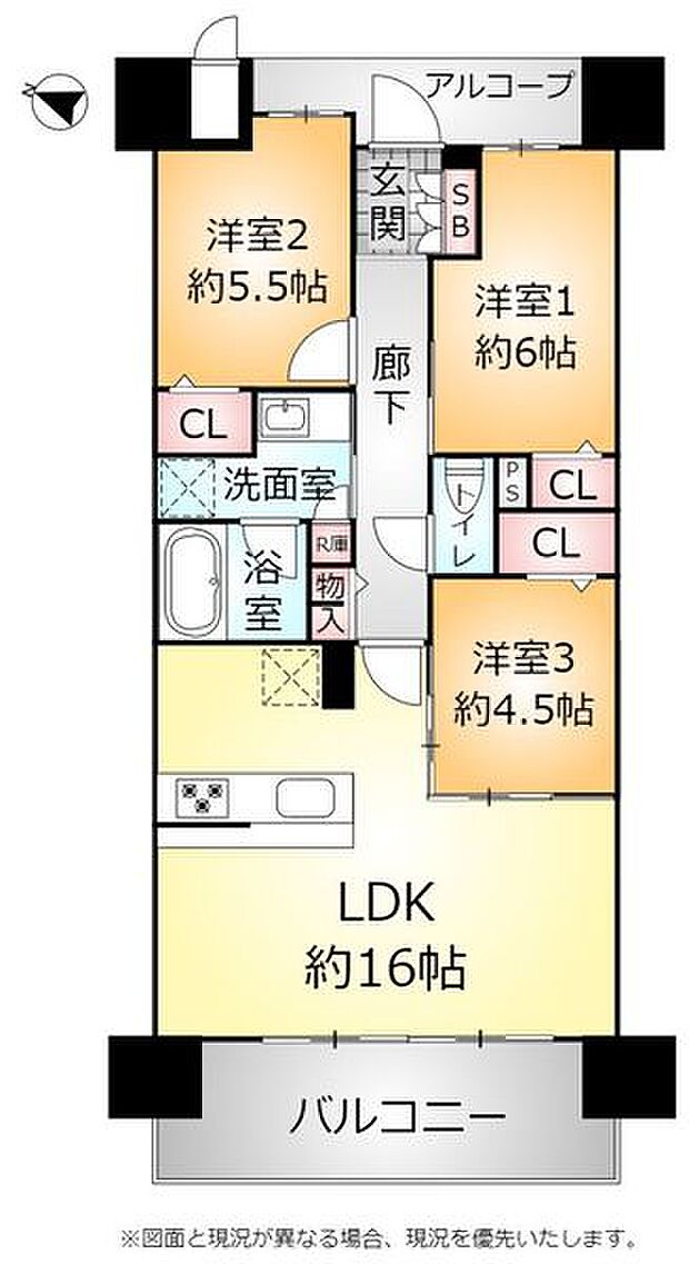 プレミスト豊崎シーアンドパークス(3LDK) 4階の間取り図