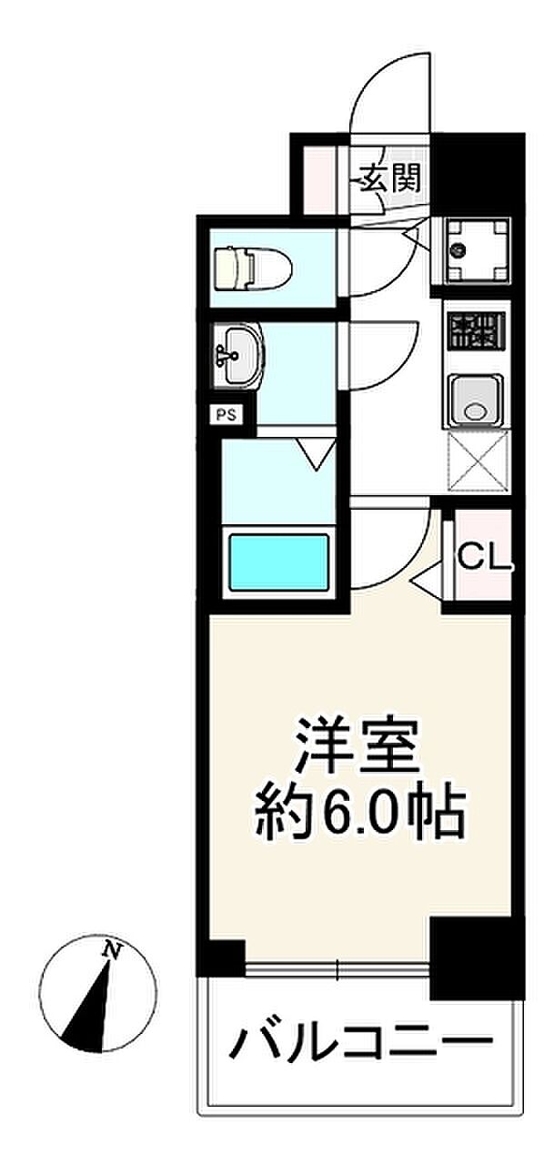 アスヴェル新大阪ＳＯＵＴＨ(1K) 8階の間取り図