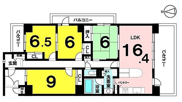 【ハウスドゥ一宮北】4LDK　95.47m2　4階東南角部屋　3面バルコニー　トランクルーム