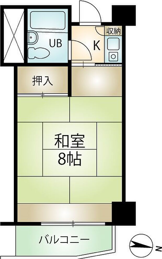 オーシャンビュー赤根崎(1K) 7階の間取り図