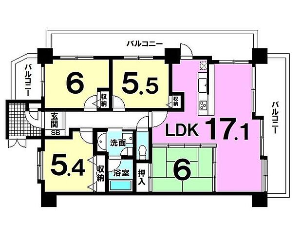 エンゼルハイム泉崎(4LDK) 12階の間取り図