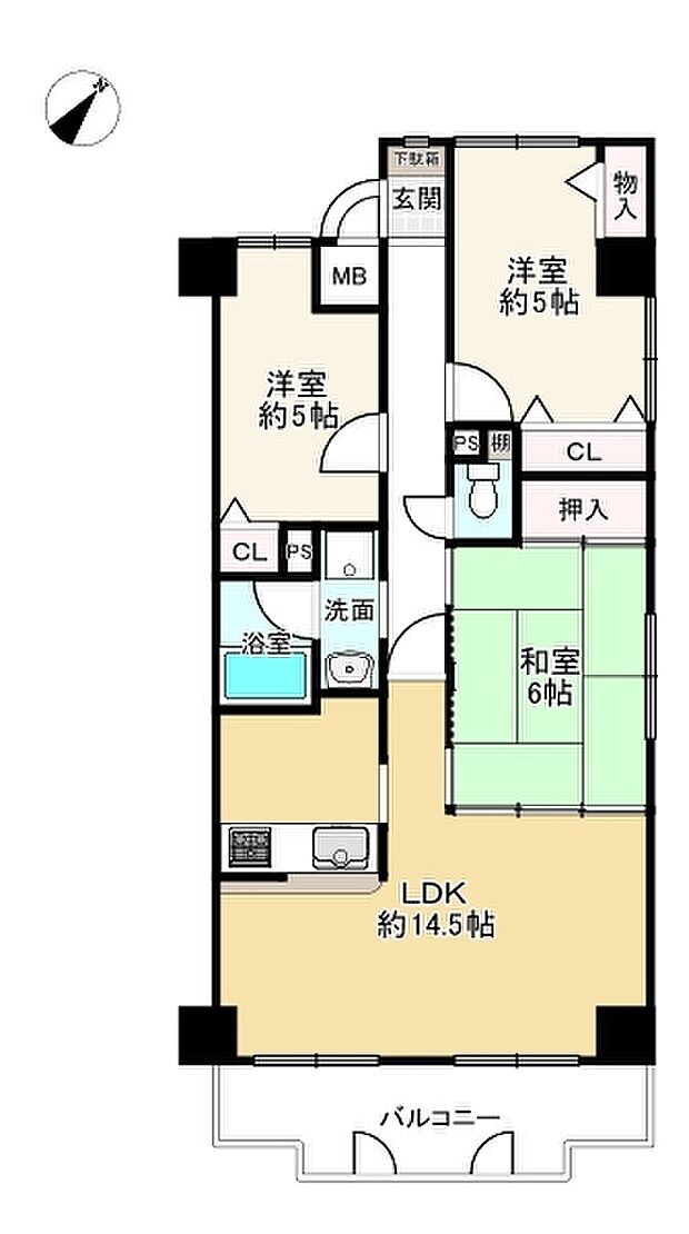 ダイアパレス東加古川(3LDK) 3階の間取り図