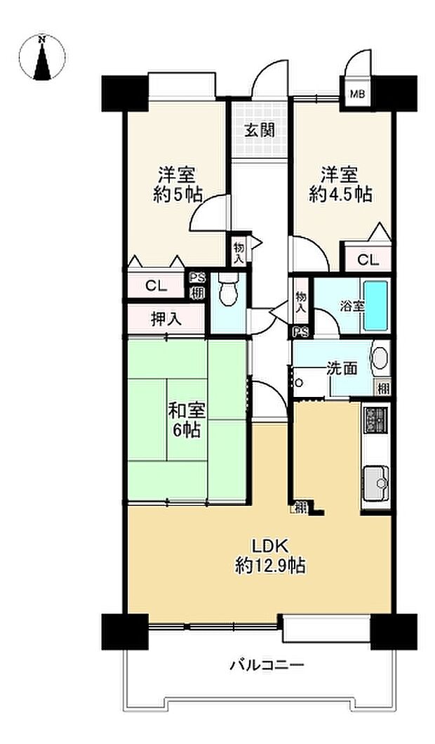 シティパーク加古川(3LDK) 2階の間取り図