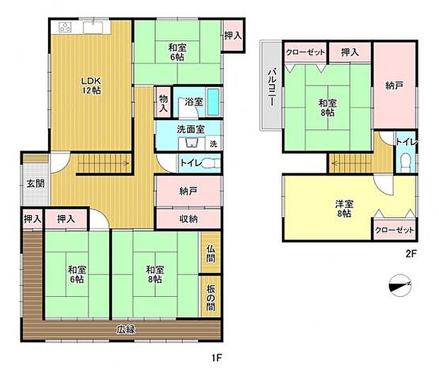 特徴は4部屋ある和室1階の2部屋はつなげて1部屋にすることもできます