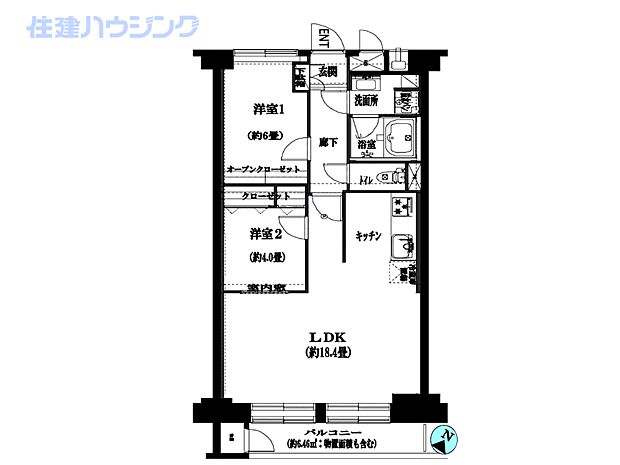 藤和高輪台コーポ(2LDK) 3階の内観