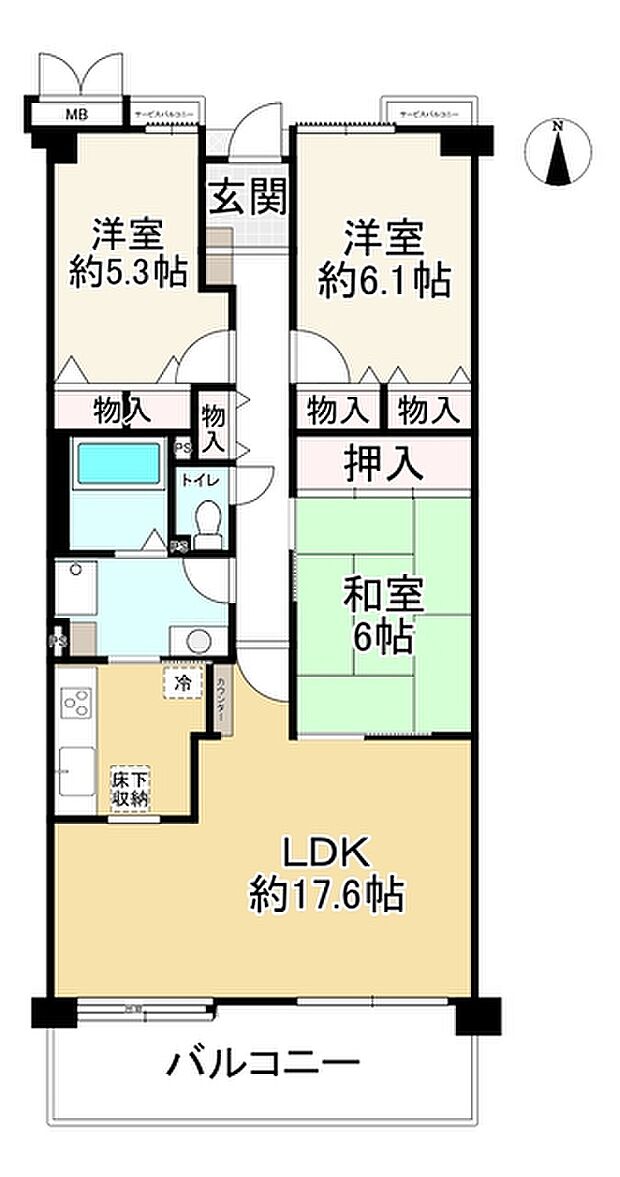 朝倉グリーンマンション(3LDK) 1階の内観