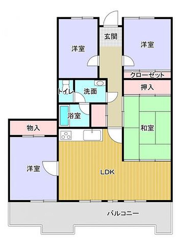 ベルエール宇部文京町(4LDK) 3階の間取り図