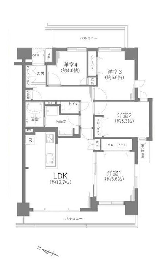 千葉寺パーク・ホームズ(4LDK) 7階/703号室の間取り図