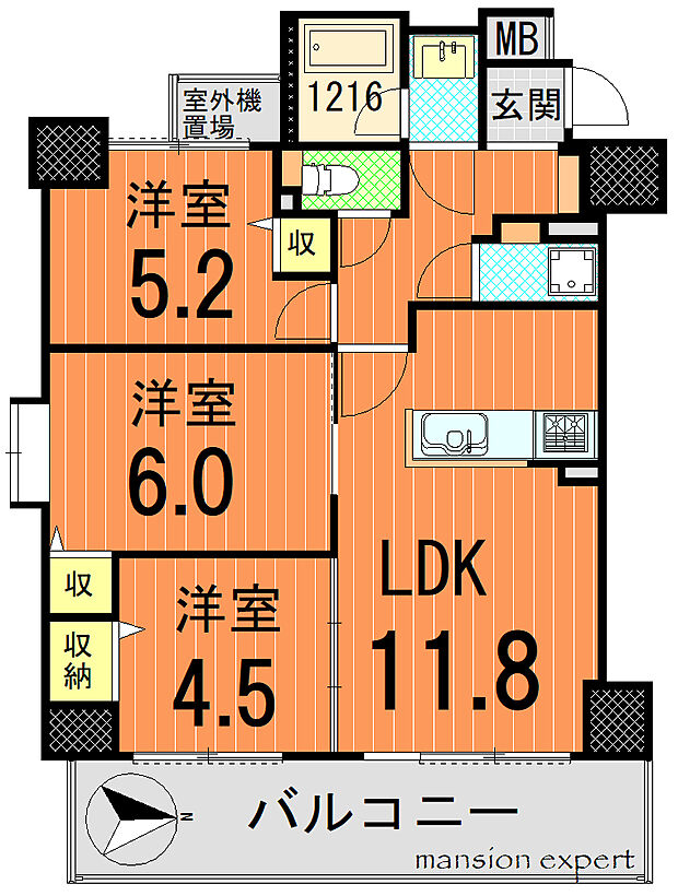 デ・リード堀川東(3LDK) 5階の内観