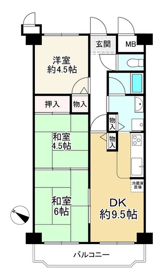 ルネ武庫川2番館(3DK) 5階の間取り図