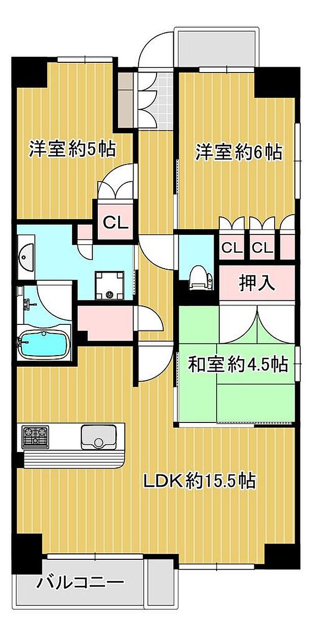 サンメゾン駒川中野エルド(3LDK) 4階の間取り図