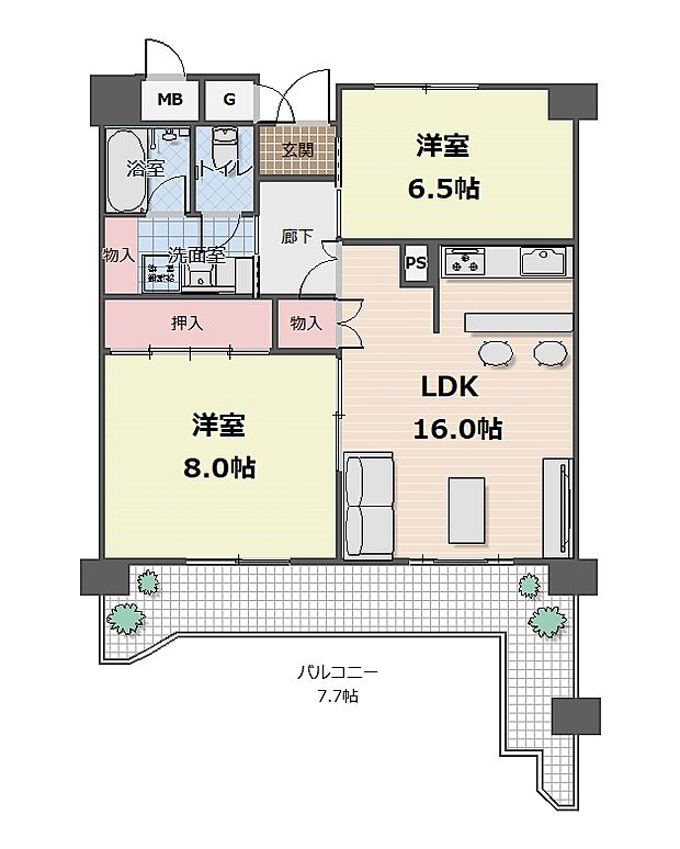 東桜スカイハイツ(2LDK) 5階の内観