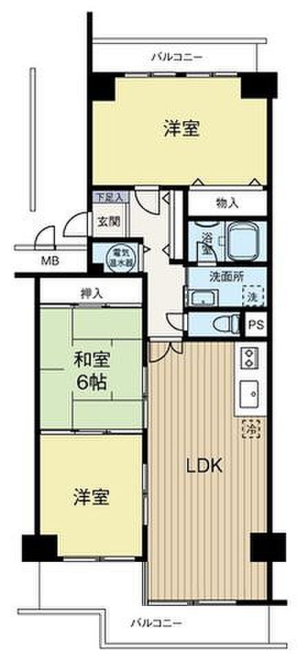 京橋グリーンハイツ2号棟(3LDK) 11階の内観