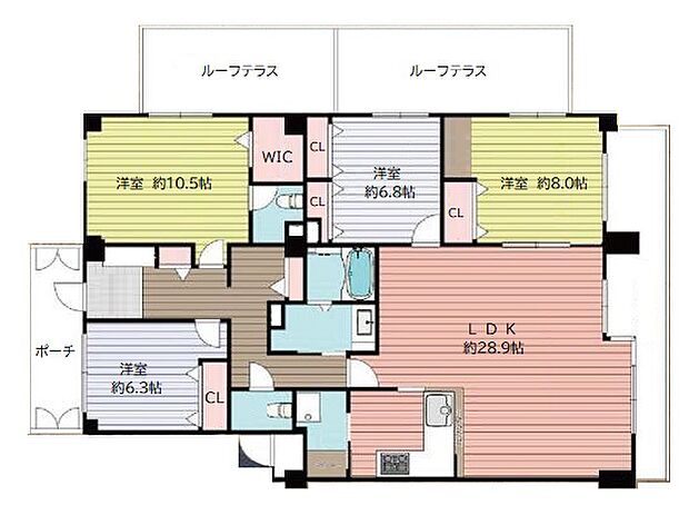 八戸ノ里ニュースカイハイツ(3LDK) 3階の間取り図