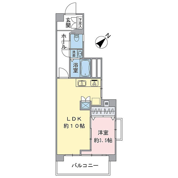 松見坂武蔵野マンション(1LDK) 9階の間取り図