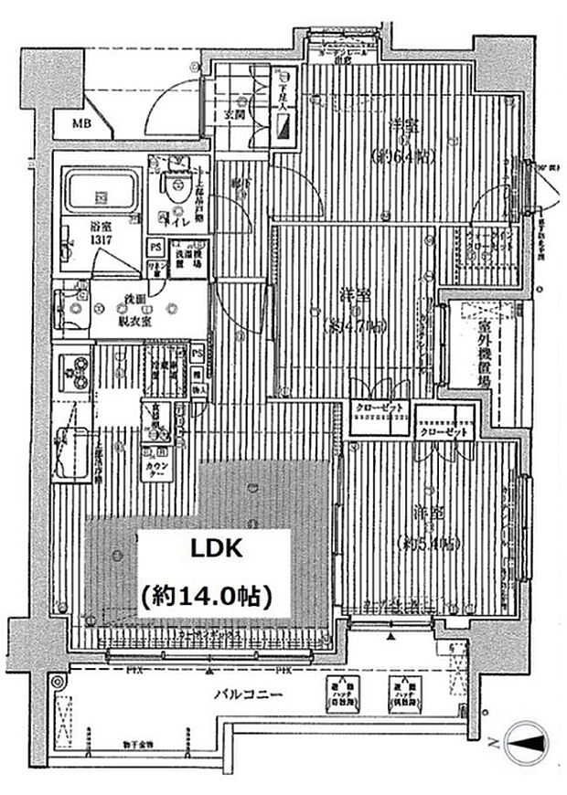 レーヴリーズ西新井(3LDK) 2階の間取り図