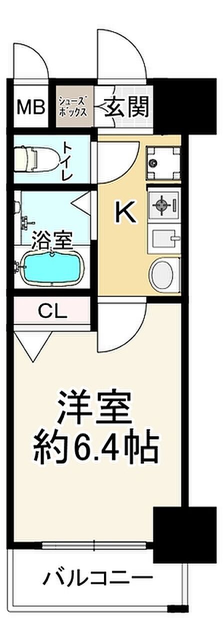 エステムコート梅田・天神橋リバーフロント(1K) 2階の間取り図