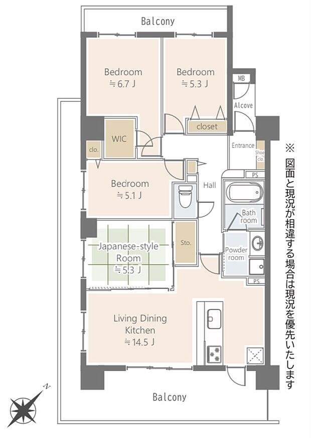 レクシオ千葉マリンゲート(4LDK) 8階/801号室の間取り図