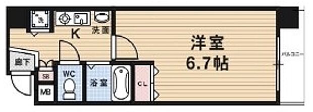 エイペックス京都御所北I(1K) 3階の間取り図