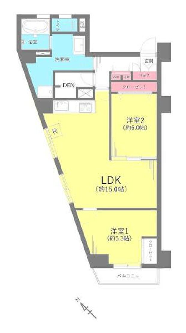 ニューハイム福栄(2LDK) 5階の間取り図