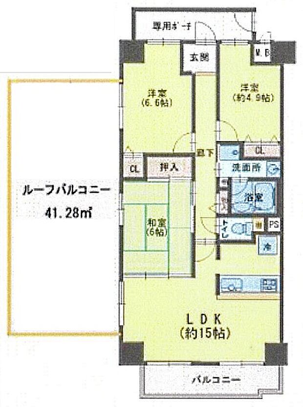 千代田錦織公園グリーンマンション(3LDK) 5階の内観