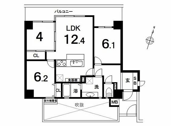 パレ入間シティ(3LDK) 2階/2の間取り図
