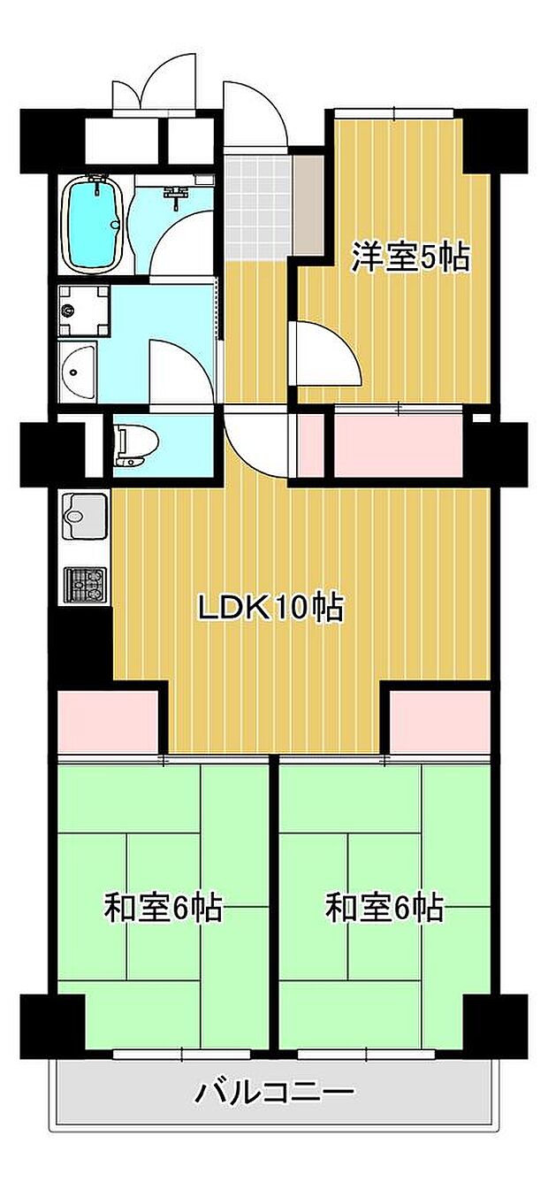 白鷺スカイハイツ(3LDK) 5階の間取り図