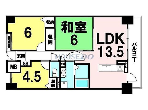 コスモ西明石(3LDK) 4階の間取り図
