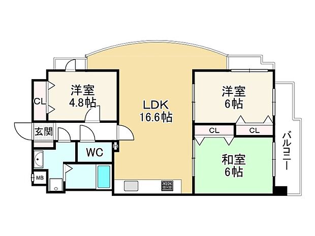 ワイズ桃山御陵(3LDK) 5階の間取り図