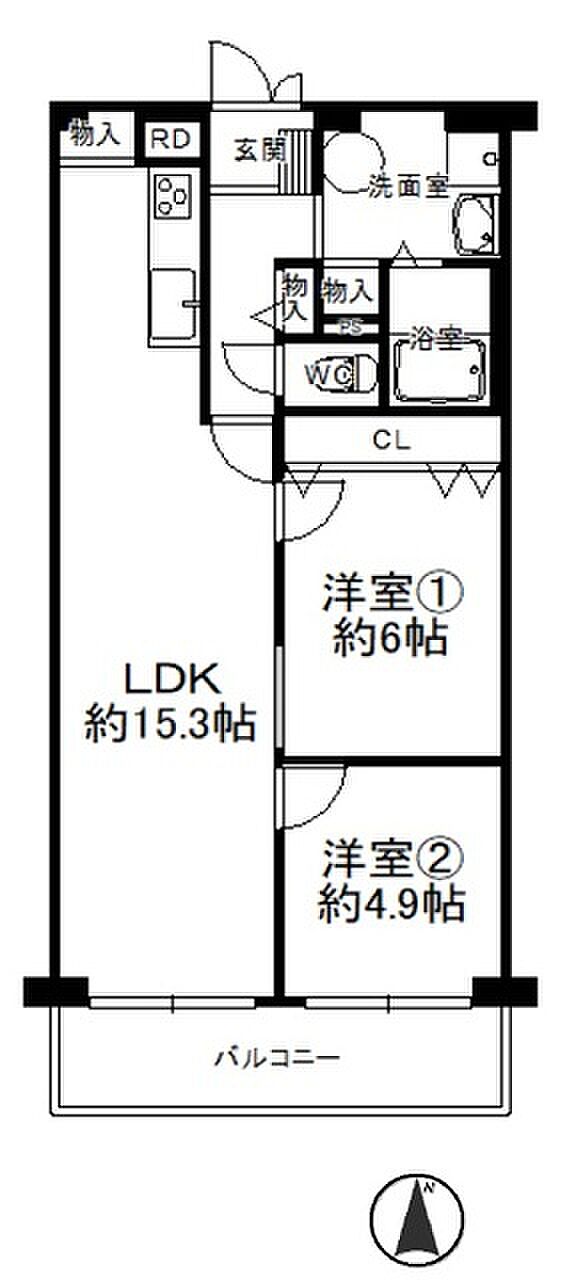 武庫川スカイハイツ(1SLDK) 2階の内観