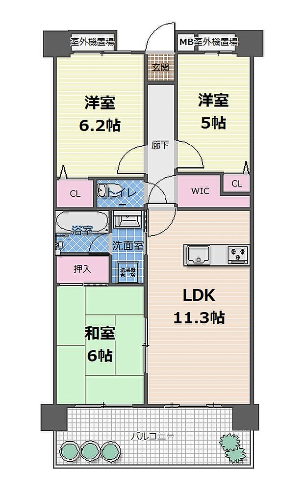ライオンズガーデン稲永(3LDK) 4階の内観