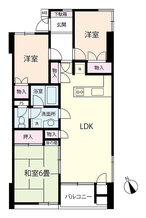 ライオンズマンション川口本町(3LDK) 3階の間取り図