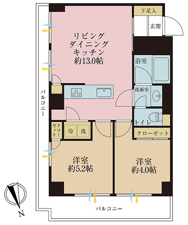 仲町山屋マンション(2LDK) 3階の間取り図