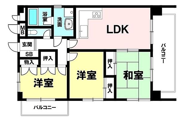 ライオンズマンション曙(3LDK) 7階の間取り図