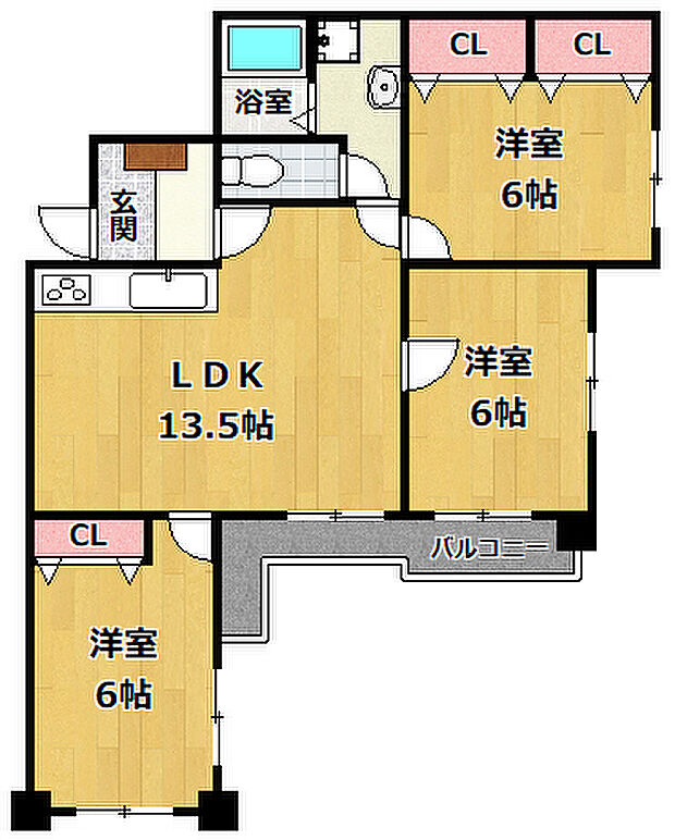 エイコースカイハイツ(3LDK) 4階の間取り図