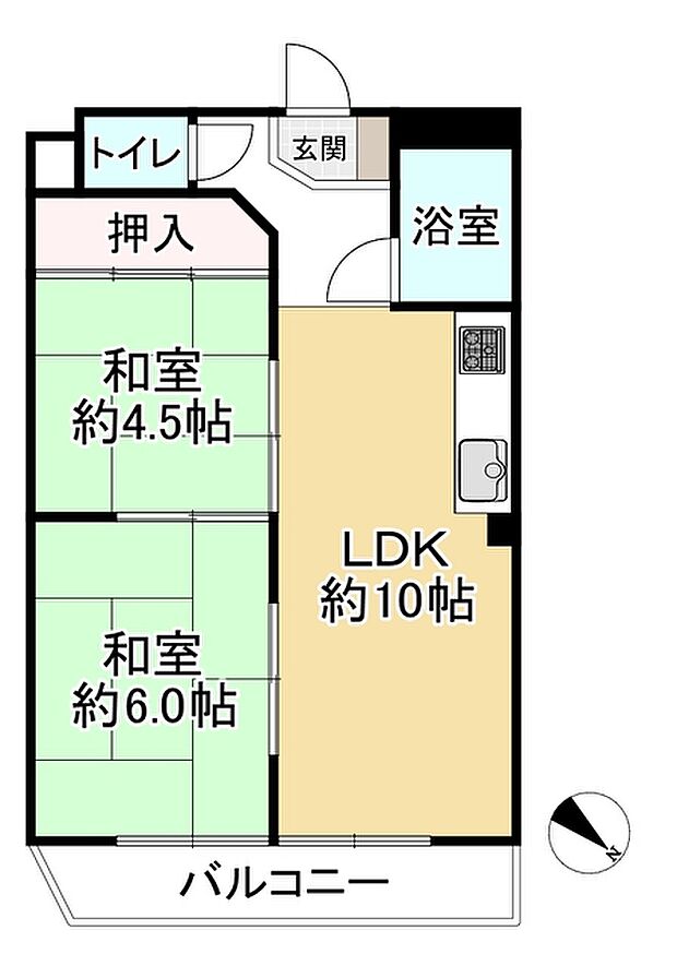 サンマンション新大阪(2LDK) 7階の間取り図