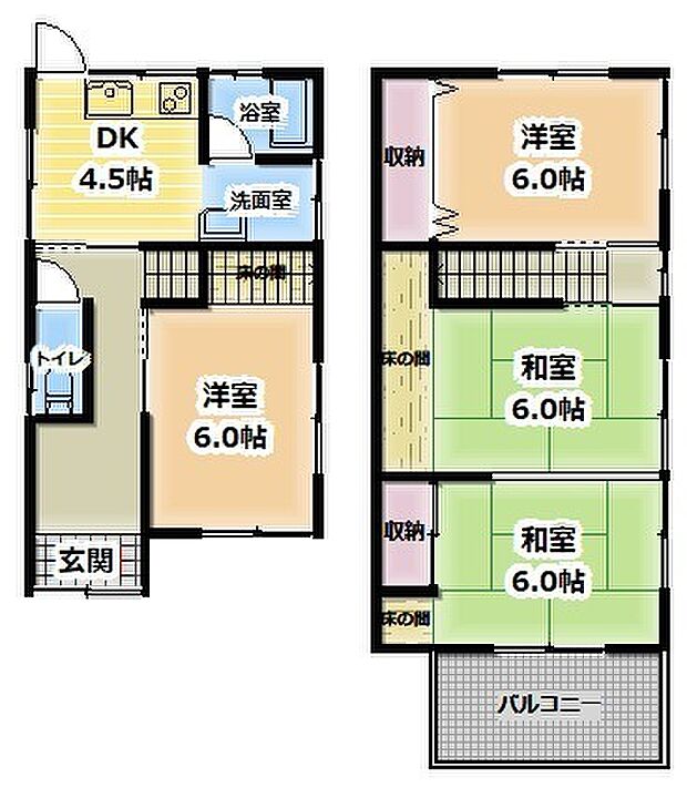 4DK、土地面積67.74平米、建物面積55.47平米