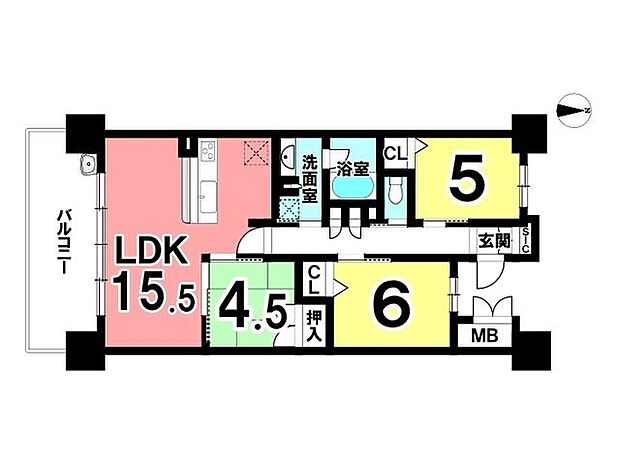 シティライフ羽根井(3LDK) 4階の間取り図