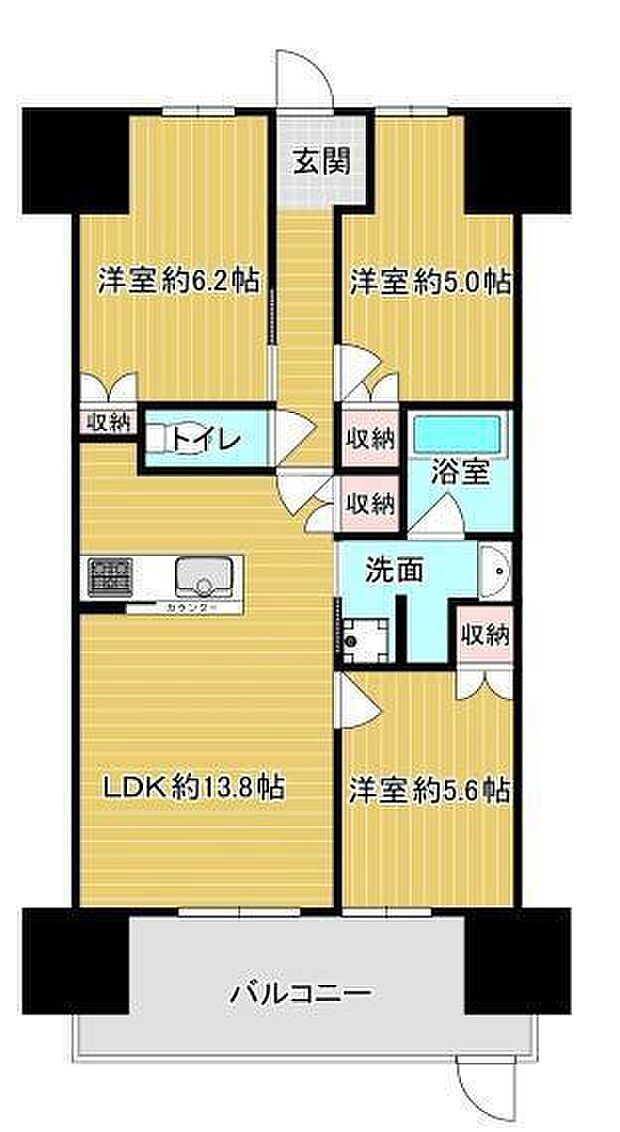 シャルマンフジスマート吉田駅前ステーションブライト(3LDK) 1階の間取り図