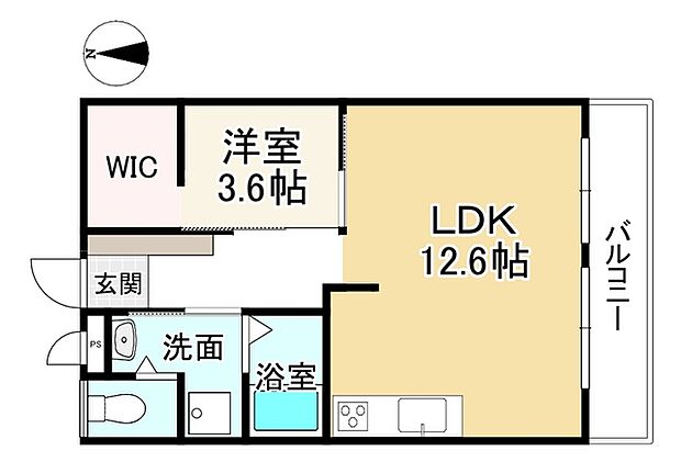 シャトー桃山(1LDK) 2階の間取り図