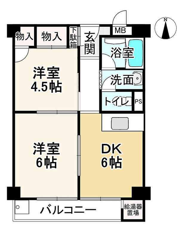 桃山グランドハイツ(2DK) 4階の間取り図