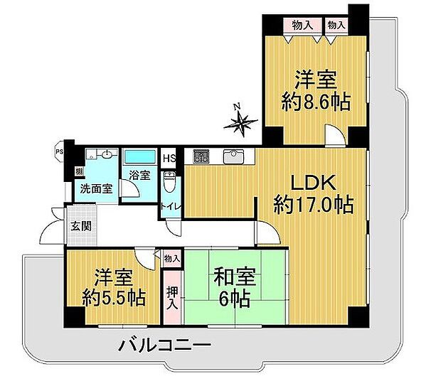 シャルム京橋(3LDK) 9階の間取り図