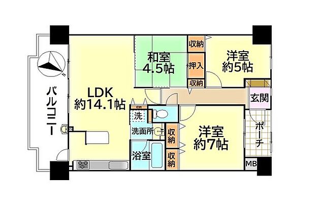 グランコート岸和田中央公園　中古マンション(3LDK) 8階の内観