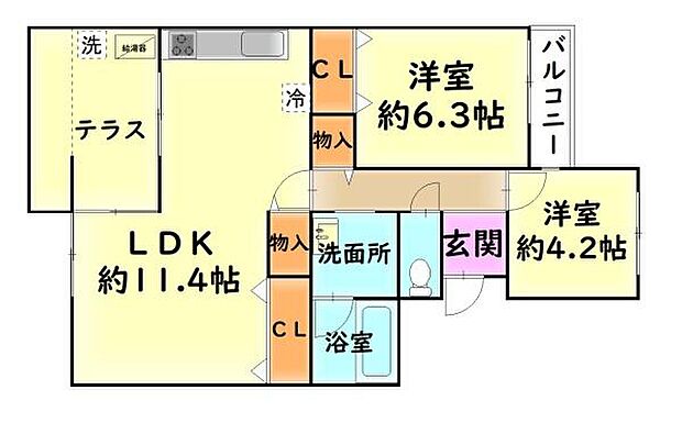 泉陽丘マンションＣ棟　中古マンション(2LDK) 1階の内観
