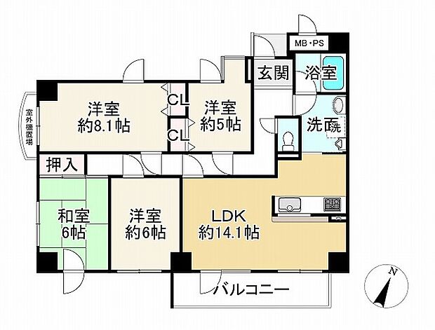 朝日プラザウエスティ神戸(4LDK) 2階の間取り図