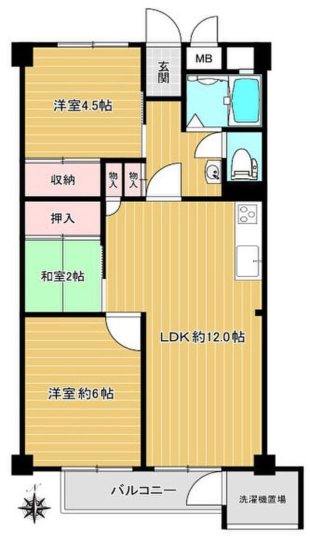 八戸の里グランド・マンションＡ(3LDK) 2階の間取り図
